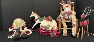 LLS - Christmas Decor - Santa, Reindeer & Rocking Horse Mixed Lot (6-Piece)