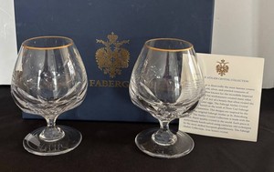 O - Two Faberg Atelier Crystal Brandy Snifters