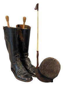 LLR - Vintage Equestrian Riding Boots, Hat & Crop