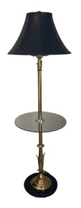 LLBR - Gold-Tone Metal Glass Table Floor Lamp