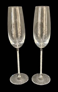 LLR - Two Swarovski Crystal Champagne Flutes Designed by Stephen Weinberg
