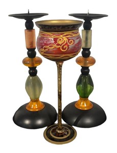 LLR - Trio of Colorful Candle Holders