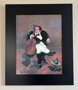DR - Cellist with Red Wine Framed Art Print by Guy Buffet