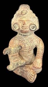 O - Vintage Aztec Figurine Seated Figure