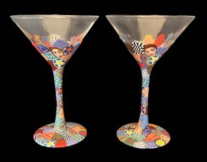 K - Two Wanda Shum Mosaic Design Martini Glasses