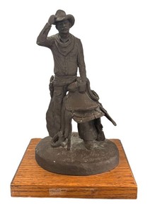 O - Vintage The Saddle Tramp Cowboy Sculpture by Michael Garman