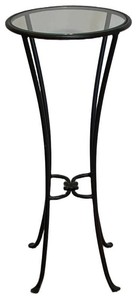 BR - Metal Glass-Top Accent Table
