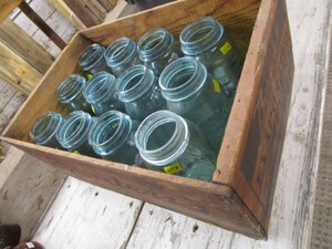 Bordens Crate, Blue Canning Jars