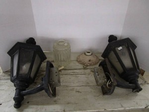 Carriage Style Light Fixtures, Vintage Shade