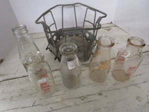 Made in Sweden Metal Carrier, Collector Milk Bottles