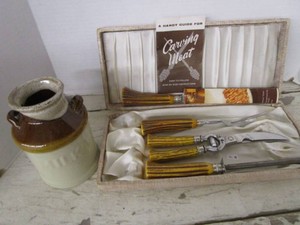 Sheffield Carving Set, Pottery Milk Jug