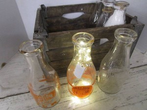 Wooden Milk Crate, Collector Milk Bottles