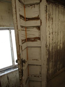 Corner Shelf - Repurposed Door, Fancy Hardware