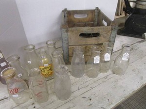 Wooden Milk Crate, Pint Collector Bottles
