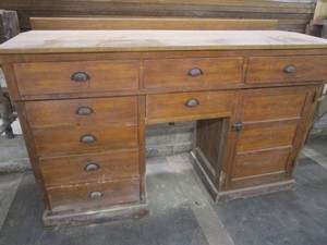 Antique Kneehole Pedestal Desk