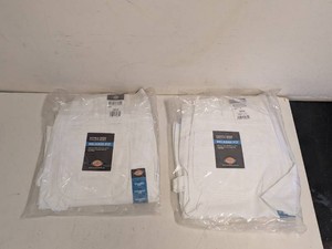 (2) NEW DICKIES DOUBLE KNEE UTILITY PANTS RELAXED FIT SIZE 38x30 WHITE