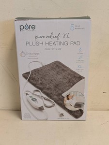 PURE ENRICHMENT PURE RELIEF XL PLUSH HEATING PAD GRAY