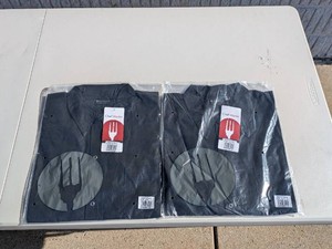 (2) NEW CHEFWORKS CHEF COAT XL BLACK