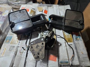 Truck side mirrors with mounting brackets and wiring Modified to work on a Square Body Chevy