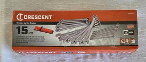 New Crescent Combination Wrench Set with Tool Roll.  15 Piece 12MM - lifetime warranty