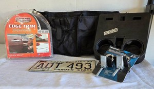 Trunk Car Organizer 2011-2023 F150 Jump Seat Cup Holder, Edge Trim and Antique ND 1980 License Plate.