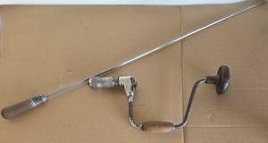 Vintage Reversible Ratcheting Brace Drill and Vintage Tool - 33 long - with pointed end.