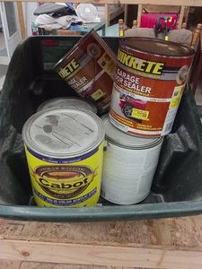 PLASTIC BIN FULL OF STAINSEALERFINISH