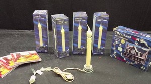 5 COUNTRY CANDLE LIGHTS 1 BOX OF CLEAR TRIM LIGHTS  3 CHRISTMAS CDS