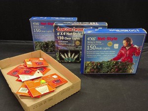 3 BOXES OF NET STYLE MULTI LIGHTS AND REPLACEMENT BULBS