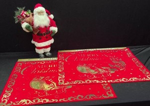 2 BEAUTIFUL VINTAGE CHRISTMAS BANNERS AND SANTA CLAUS