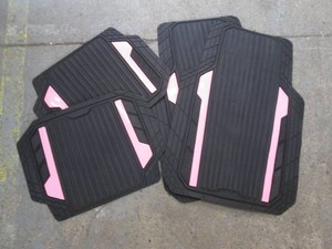 Set of pink trim rubber vehicle floor mats
