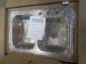 New double basin stainless steel top mount sink