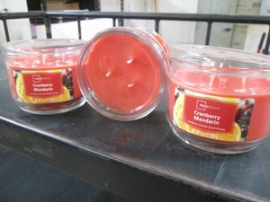 3 Cranberry mandarin scented three wick candles