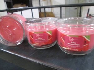 3 Juicy watermelon scented three wick candles
