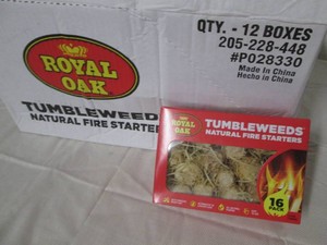 12 Packs of 16 Royal Oak tumbleweeds natural fire starters. great for cozy fires