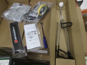 Automotive dent pulling kit, seat belt pads & canvas trash bag