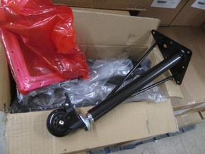 4pc black metal 13in adjustable height table legs with locking caster wheels