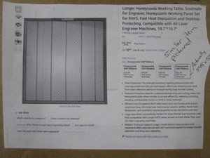 19.5inx19.5in Honeycomb fast heat distribution working table panel set soulmate for engraver