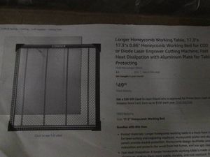 17.3inx17.3in Honeycomb fast heat distribution working bed panel for co2 or dioxide engravers