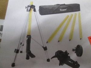12ft Professional telescoping laser level pole with tripod and 14in by 20in laser mount for rotary and line lasers, Adjustable