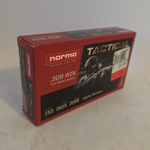 Norma Tactical .308 Winchester 150 Grain Full Metal Jacket Rifle Ammunition