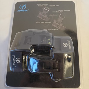 Zonger 45 Degree Flip-Up Offset Fiber Optic Front and Rear Iron Sights