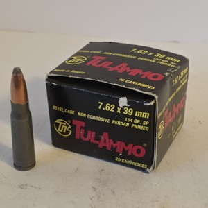 TulAmmo 7.62x39mm 154 Grain Soft Point Steel Case Ammunition