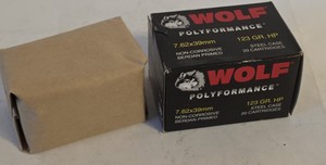 Wolf Polyformance 7.62x39mm 123 Grain HP Steel Case Ammunition