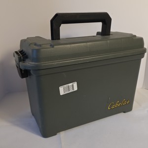 Cabelas Green Plastic Ammunition Storage Box with Carry Handle