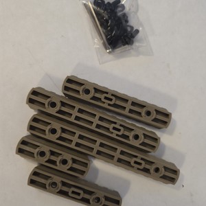 Assorted Tan Picatinny Rail Sections with Mounting Hardware