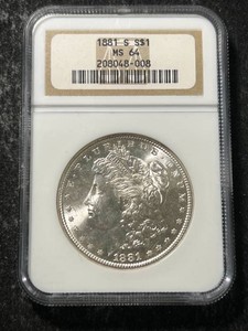 1881-S US MORGAN SILVER DOLLAR NGC MS64