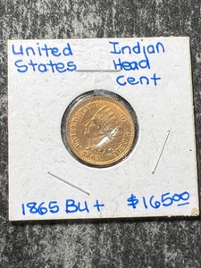 1865 US INDIAN HEAD CENT BU