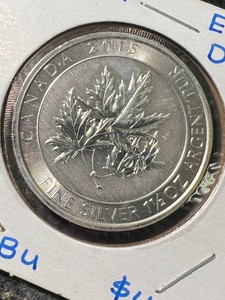 2015 CANADIAN MAPLE LEAF 1.5 TROY OZ .9999 FINE SILVER