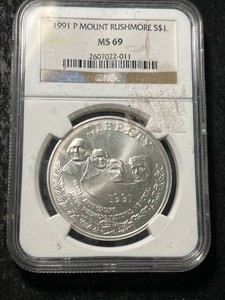 1991 US COMMEM SILVER DOLLAR NGC MS69